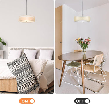 Black Drum Pendant Light 3-Light Fabric